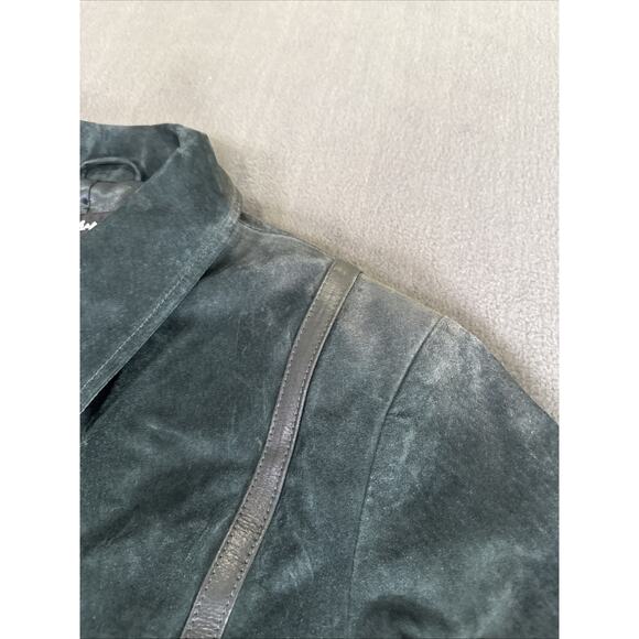 MONTANACO WOMEN'S Military GENUINE LEATHER (SUEDE) DARK GREEN JACKET SIZE XL - Picture 2 of 9